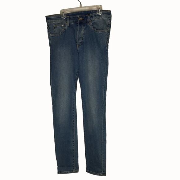 H&M Women's Skinny Jeans Low Waist Medium Wash Denim Solid Blue Size 32/32 - Picture 1 of 7
